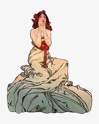 Alfons Mucha's woman art nouveau illustration. Remixed by rawpixel. 