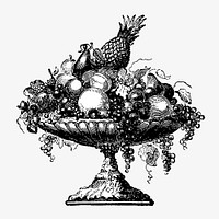 Vintage fruit bowl illustration. Remixed by rawpixel. 