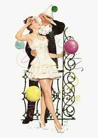 Vintage couple illustration psd. Remixed by rawpixel. 