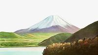 Mount Fuji border, Japanese landscape illustration. Remixed by rawpixel.