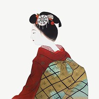 Geisha woman, vintage Japanese illustration psd. Remixed by rawpixel.