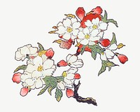 Japanese white flower, vintage botanical illustration psd. Remixed by rawpixel.