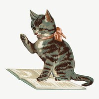 Little kitten, vintage pet animal illustration psd. Remixed by rawpixel.