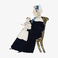 Woman with baby, vintage illustration by Joseph H. Davis. Remixed by rawpixel.