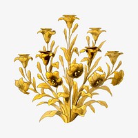 Gold flower branches, vintage botanical illustration. Remixed by rawpixel.