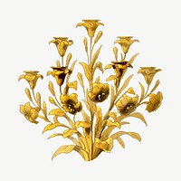 Gold flower branches, vintage botanical illustration psd. Remixed by rawpixel.