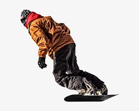 Man snowboarding, isolated image