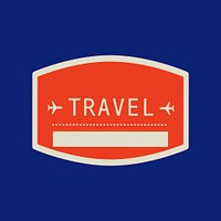 Red geometric travel badge vector