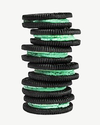 Stack of mint cookie and cream collage element psd