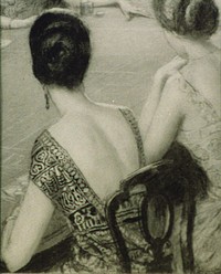 Backs of two women in evening dress at gambling table (between 1890 and 1934) by Wladyslaw Theodore Benda