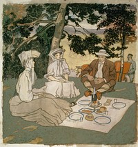Picnic under the fir (between 1884 and 1925) by Edward Penfield