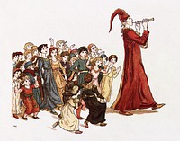 The Pied Piper of Hamelin (1888) illustrated by Robert Browning. Original public domain image from Wikimedia Commons. Digitally enhanced by rawpixel.