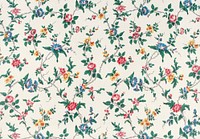 Flower textile on white cotton (1800–1850). Original public domain image from The Smithsonian Institution. Digitally enhanced by rawpixel.