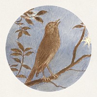 The Nightingale (tail piece) (1850–1901) bird illustration by Alfred W. Cooper. Original public domain image from Yale Center for British Art. Digitally enhanced by rawpixel.