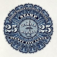 25c Beer revenue stamp proof single. Original public domain image from The Smithsonian Institution. Digitally enhanced by rawpixel.