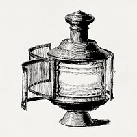 Kerosene lamp for the lanterns (1870) vintage illustration by Louis Figuier. Original public domain image from Wikimedia Commons. Digitally enhanced by rawpixel.