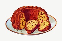 Bundt cake chromolithograph collage element psd. Remixed by rawpixel. 