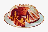 Bundt cake chromolithograph collage element. Remixed by rawpixel. 