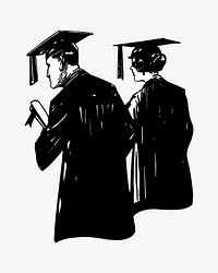 Graduation vintage illustration psd. Remixed by rawpixel. 