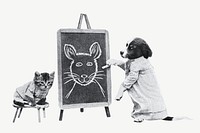 Teacher dog vintage illustration psd. Remixed by rawpixel. 