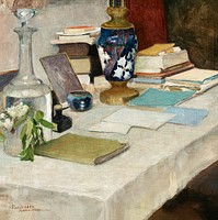 Still life (1894) oil painting by Pekka Halonen. Original public domain image from The Finnish National Gallery. Digitally enhanced by rawpixel.