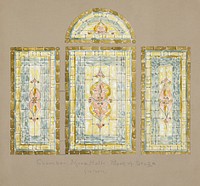 Design for Stained Glass Windows: Chamber Music Hall - Back of Stage, Carnegie Hall, New York, NY (late 19th century) vintage illustration by Alice Cordelia Morse. Original public domain image from The Smithsonian Institution. Digitally enhanced by rawpixel.