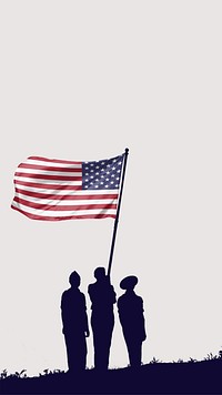 Soldiers silhouette border iPhone wallpaper, American flag image