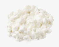 Glob of cottage cheese on white background