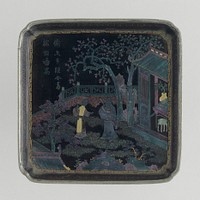 Square Dish (Die) with Scholar and Maiden in a Garden
