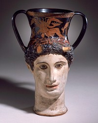Head-Kantharos of a Female Faun or Io (?) by Iliupersis Painter