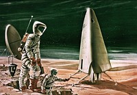 Mars Excursion Module (1964) illustrated by Aeronutronic Division of Philco Corp, under contract by NASA. Original public domain image from Wikimedia Commons. Digitally enhanced by rawpixel.