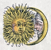 Nuremberg chronicles - Sun and Moon (LXXVIr) (1440-1514) illustrated by Hartmann Schedel. Original public domain image from Wikimedia Commons. Digitally enhanced by rawpixel.