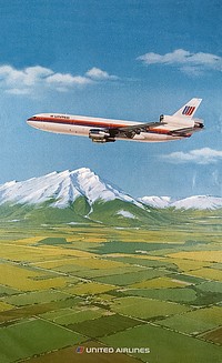 United Airlines DC-10 Poster (2015) illustrated by San Diego Air and Space Museum Archive. Original public domain image from Wikimedia Commons. Digitally enhanced by rawpixel.