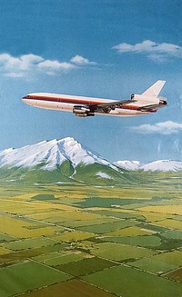 United Airlines DC-10 Poster (2015) illustrated by San Diego Air and Space Museum Archive. Original public domain image from Wikimedia Commons. Digitally enhanced by rawpixel.