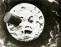 A frame from the 1902 French silent adventure film 'A Trip to the Moon' (Le Voyage dans la Lune) (2014) chromolithograph art by Breve Storia del Cinema. Original public domain image from Wikimedia Commons. Digitally enhanced by rawpixel.