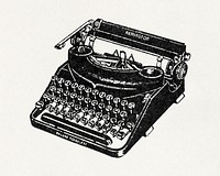 Drawing of a Remington Deluxe Noiseless Portable Typewriter (1941) vintage icon by Weird Tales, Inc. Original public domain image from Wikipedia. Digitally enhanced by rawpixel.