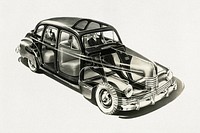 Nash Ambassador 600 X-ray (1942) drawing. Original public domain image from Wikipedia. Digitally enhanced by rawpixel.