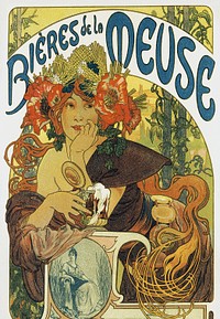 Bières de la Meuse (2012) chromolithograph by Alphonse Mucha. Original public domain image from Wikipedia. Digitally enhanced by rawpixel.