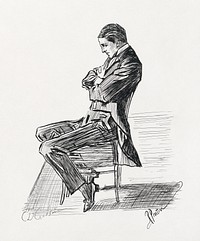 Young Man, Seated, from Scribner's "Eighty Drawings including the Weaker Sex" (1897) drawing by Charles Dana Gibson. Original public domain image from The Smithsonian Institution. Digitally enhanced by rawpixel.