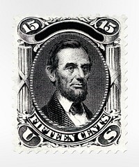 15c Abraham Lincoln re-issue single (1875) engraving art. Original public domain image from The Smithsonian Institution. Digitally enhanced by rawpixel.