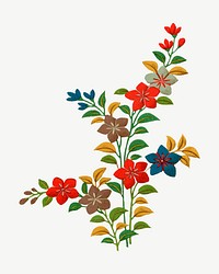 Colorful flower branches, Japanese botanical illustration psd. Remixed by rawpixel.