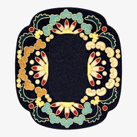 Traditional floral badge, vintage Japanese illustration. Remixed by rawpixel.