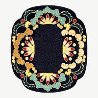 Traditional floral badge, vintage Japanese illustration psd. Remixed by rawpixel.