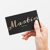 Classy business card mockup psd in black and gold