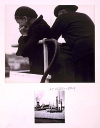 [Two scenes of the U.S.A.T. St. Mihiel at San Francisco: A couple leaning over railing, and a midship starboard view of U.S.A.T. St. Mihiel]. Sourced from the Library of Congress.