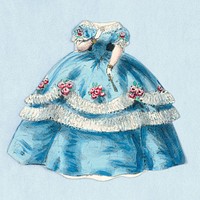 Paper Doll Costume in Blue with White Trim and Garlands (1876–80), vintage illustration. Original public domain image from The Smithsonian Institution. Digitally enhanced by rawpixel.