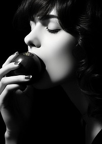 A woman eating a cherry photography portrait adult. AI generated Image by rawpixel.