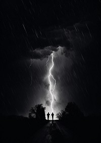 Tornado and lightning thunderstorm outdoors nature. AI generated Image by rawpixel.
