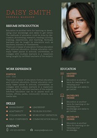 Word resume/cv template, free curriculum vitae design for professional designers