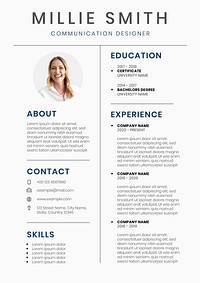 Word resume/CV template free, simple easy to edit professional creative curriculum vitae for designers